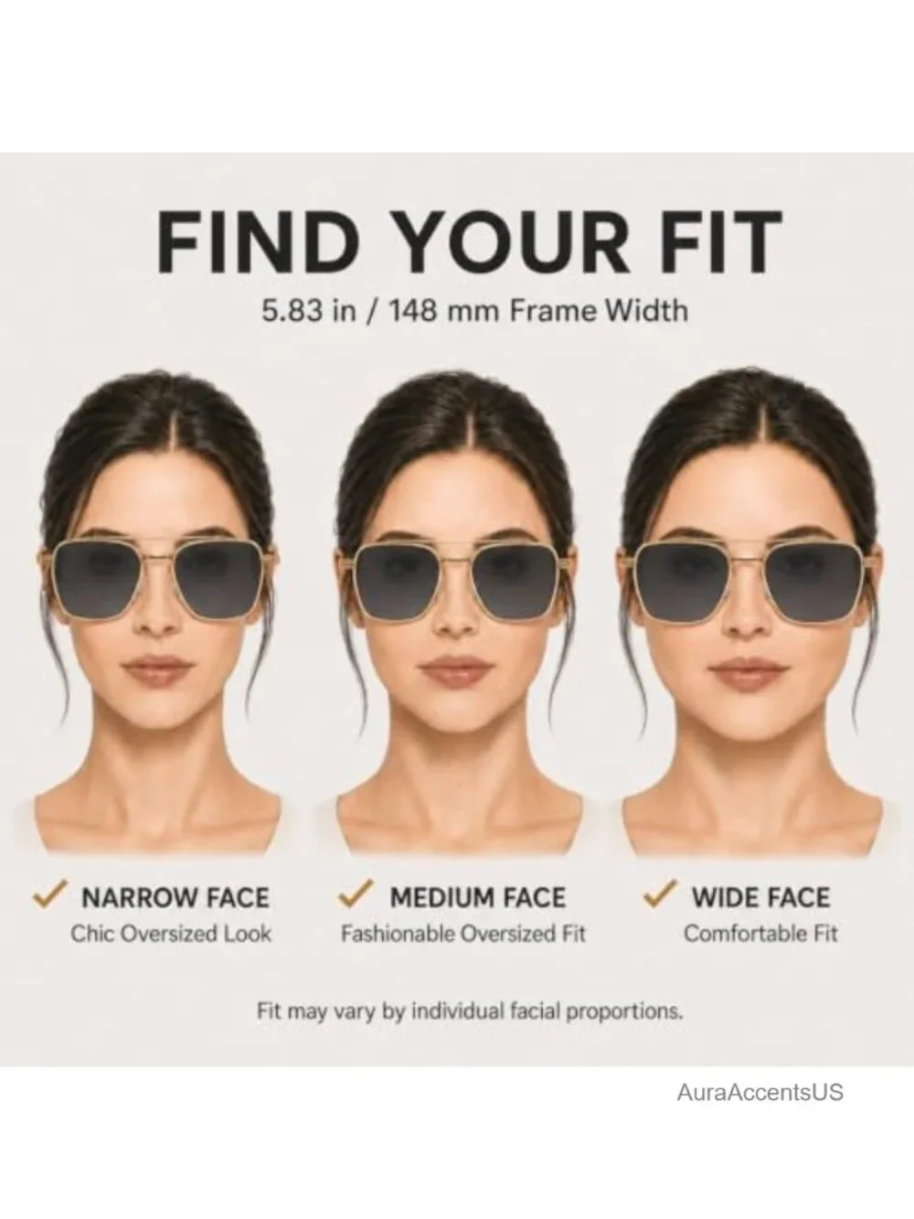 Oversized Retro Square Aviator Sunglasses UV400 Gold Metal Frame Adjustable